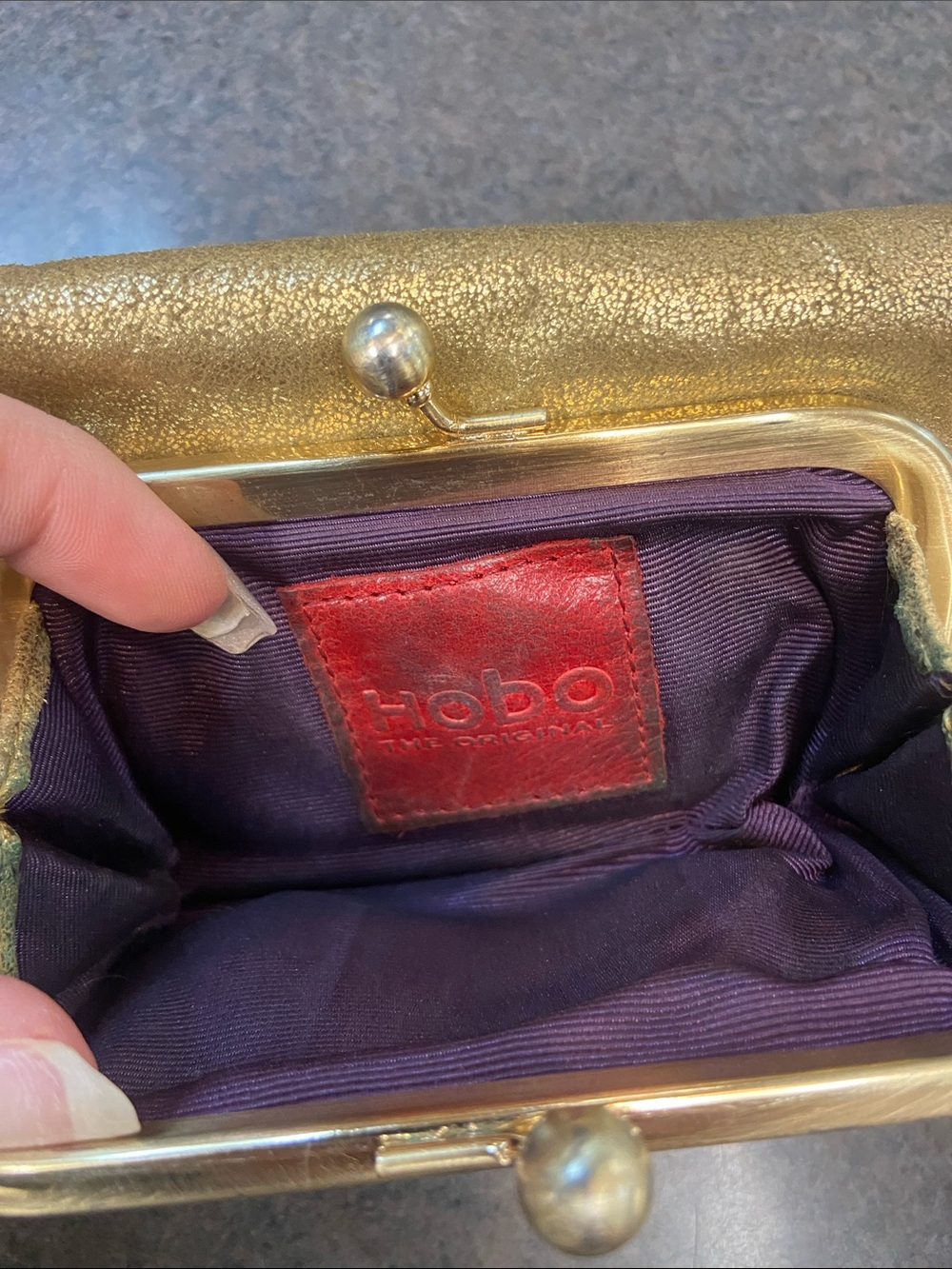 HOBO Gold Metallic Frame Kiss-Lock Clutch - Picture 5 of 5